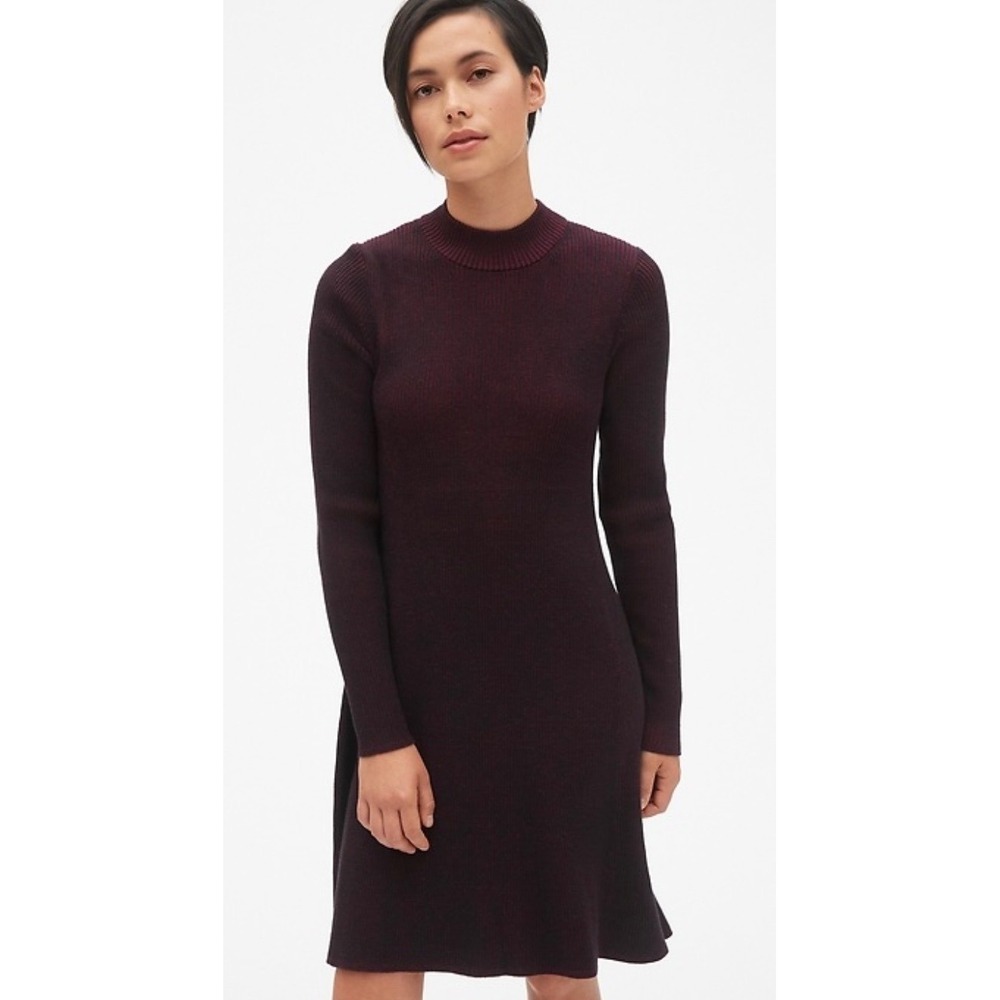 Gap Women's‎ Ribbed Mockneck Skater Sweater Dress Red Delicious Size Large